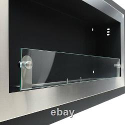 115 cm Inset/Wall Mounted Bio Ethanol Fireplace Biofire Fire Glass with 1 Burner