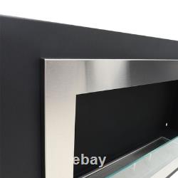 115cm Inset /Wall Mounted Bio Fire Fireplace Ethanol Real Flame Biofire with Glass