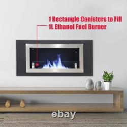 115cm Inset/Wall Mounted Bioethanol Wall Fireplace Biofire Fire Glass with1 Burner