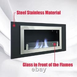115cm Inset/Wall Mounted Bioethanol Wall Fireplace Biofire Fire Glass with1 Burner