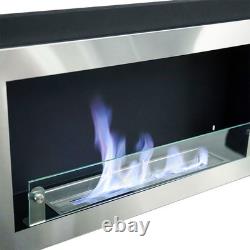 115cm Inset/Wall Mounted Bioethanol Wall Fireplace Biofire Fire Glass with1 Burner