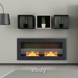 120cm/140cm Built In Wall Bio Ethanol Fireplace Inset Mounted Biofire Fire+Glass