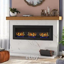 120cm Glass Bio Ethanol Fireplace Biofire Fire Mounted On the Wall or Recessed