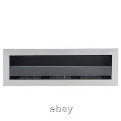 120cm Wall/Inset Stainless Steel Bio Ethanol Fireplace Biofire 3 Burner with Glass