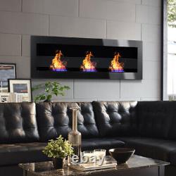 1400x400 Inset/Wall Mounted Bio Ethanol Fireplace 3 Burner Biofire Fire with GLASS