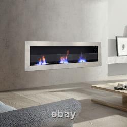 140cm Bio Ethanol Fireplace Recessed/ Wall Steel Glass Burner Biofire ECO Heater