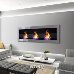 140cm Glass Bio Ethanol Fireplace Wall Mounting Heater Biofire Stainless Steel