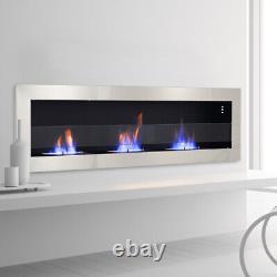 140cm Stainless Steel Bio Ethanol Fireplace Biofire Fire Burner Wall Mount/Inset