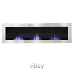 140cm Stainless Steel Bio Ethanol Fireplace Biofire Fire Burner Wall Mount/Inset