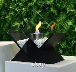 14.5 Portable Square Fireplace Bioethanol Tabletop Fire Bowl Firepit Home Deco