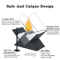 14.5 Portable Square Fireplace Bioethanol Tabletop Fire Bowl Firepit Home Deco