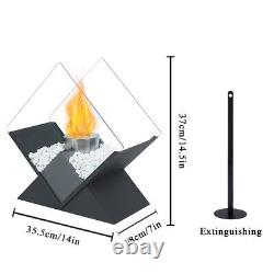 14.5 Portable Square Fireplace Bioethanol Tabletop Fire Bowl Firepit Home Deco