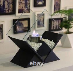 14.5 Portable Square Fireplace Bioethanol Tabletop Fire Bowl Firepit Home Deco