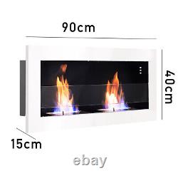 2, 3 Burner Fireplaces 90/120/140 Bioethanol Fireplace Wall Inset White Bio Fire