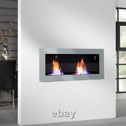 2/3 Burners Bio Ethanol Fireplace Wall Mounted/Inset Biofire Fire Glass 90-140cm