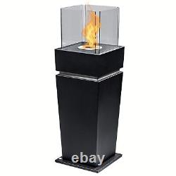 2 IN 1 Gel Bio Ethanol Standing Fireplace Black Smoke-Free & Odorless, Luxury