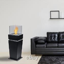 2 IN 1 Gel Bio Ethanol Standing Fireplace Black Smoke-Free & Odorless, Luxury