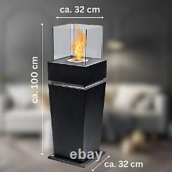 2 IN 1 Gel Bio Ethanol Standing Fireplace Black Smoke-Free & Odorless, Luxury