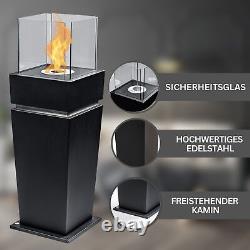 2 IN 1 Gel Bio Ethanol Standing Fireplace Black Smoke-Free & Odorless, Luxury