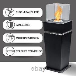 2 IN 1 Gel Bio Ethanol Standing Fireplace Black Smoke-Free & Odorless, Luxury