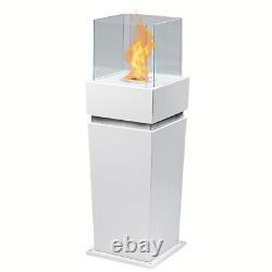 2 IN 1 Gel Bio Ethanol Standing Fireplace White Smoke-Free & Odorless, Luxury