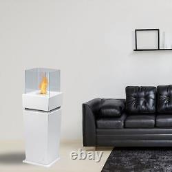 2 IN 1 Gel Bio Ethanol Standing Fireplace White Smoke-Free & Odorless, Luxury