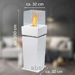 2 IN 1 Gel Bio Ethanol Standing Fireplace White Smoke-Free & Odorless, Luxury