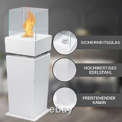 2 IN 1 Gel Bio Ethanol Standing Fireplace White Smoke-Free & Odorless, Luxury