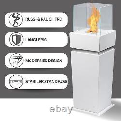 2 IN 1 Gel Bio Ethanol Standing Fireplace White Smoke-Free & Odorless, Luxury