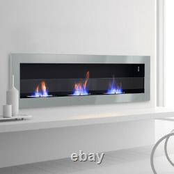 35/47/55 INCH Bio-Ethanol Fireplace Wall Mounted Recessed Fire Burner Flat Glass