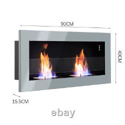 35/47/55in Bio Ethanol Fireplace Recessed/Wall Mounted Biofire Burner With Glass