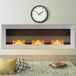 3 Burners Modern Glass Bio Ethanol Fireplace Biofire Fire Wall Mounted/ Recessed