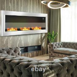 48 Inch Glass Bio Ethanol Fireplace Indoor Burner Insert Biofire Fire Wall Mount
