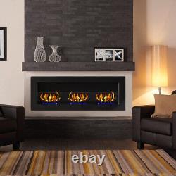4FT Long Bio Ethanol Fuel Fireplace Inset/ Wall Mounted Eco Fire Glass Burner