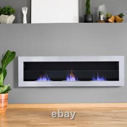 55 INCH Bio Ethanol Fireplace Wall Mounted/Insert Biofire Warmer Stove 3 Burners