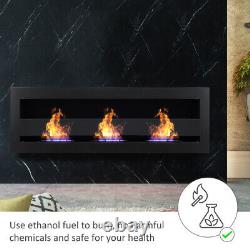 55inch Inset/Wall Mounted Glass Bio Ethanol Fireplace Biofire Fire 1400x400mm UK