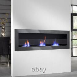 55inch Inset/Wall Mounted Glass Bio Ethanol Fireplace Biofire Fire 1400x400mm UK