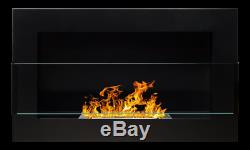 65cm Ethanol Fireplace Black with Protective Screen Bio-Ethanol Wall New