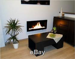 65cm Ethanol Fireplace Black with Protective Screen Bio-Ethanol Wall New