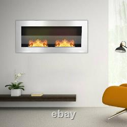 900 x 400mm Bio Ethanol Fireplace Wall Mounted/Inset Biofire Fire Burner Steel