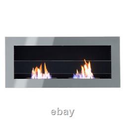 90/120/140cm Bio Ethanol Fireplace Wall Mounted Inset Biofire Fire Burner Heater
