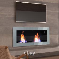 90/120/140cm Bio Ethanol Fireplace Wall Mounted Inset Biofire Fire Burner Heater
