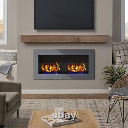 90,120,140cm Bio Ethanol Inset/Wall Mounted Fireplace Bio fire withToughened Glass