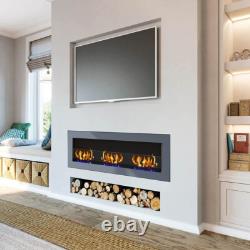 90,120,140cm Bio Ethanol Inset/Wall Mounted Fireplace Bio fire withToughened Glass