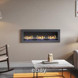 90-140cm Bio Ethanol Fireplace Grey Wall/Insert Biofire Fire Burner +Accessories