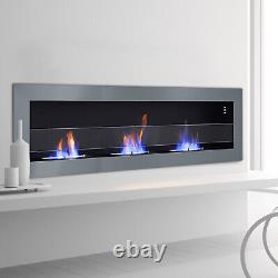 90-140cm Bio Ethanol Fireplace Grey Wall/Insert Biofire Fire Burner +Accessories