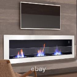 90-140cm Bio Ethanol Fireplace Recessed/ Wall Glass Burner Biofire ECO Heater UK