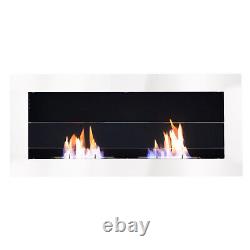 90cm Indoor Wall/Inset Bio Ethanol Fireplace Biofire Fire Burner Heater White