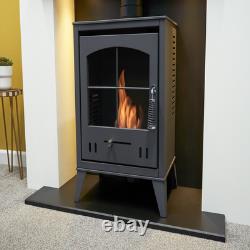 Acantha Pre-Built Stove Media Wall 1 with OKO S2 Bio Ethanol Stove in Charcoa