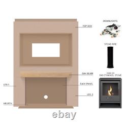 Acantha Pre-Built Stove Media Wall 2 with TV Recess & OKO S1 Bio Ethanol Stov
